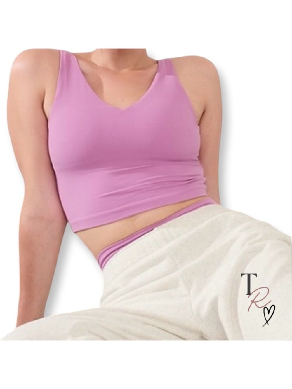 Athleta Transcend V-Neck Crop Bra A-C Purple Lavender Size Large